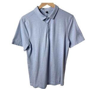 Lululemon Evolution Short Sleeve Polo Shirt Pique Fabric Heathered Blue Medium